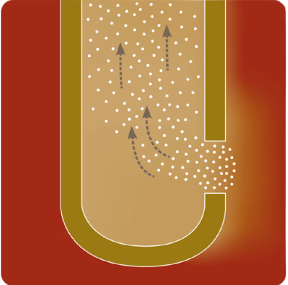 Figure 2.2.3 Hypersonic Liquefaction of Vitreous Particles with Continuously Open Port 
